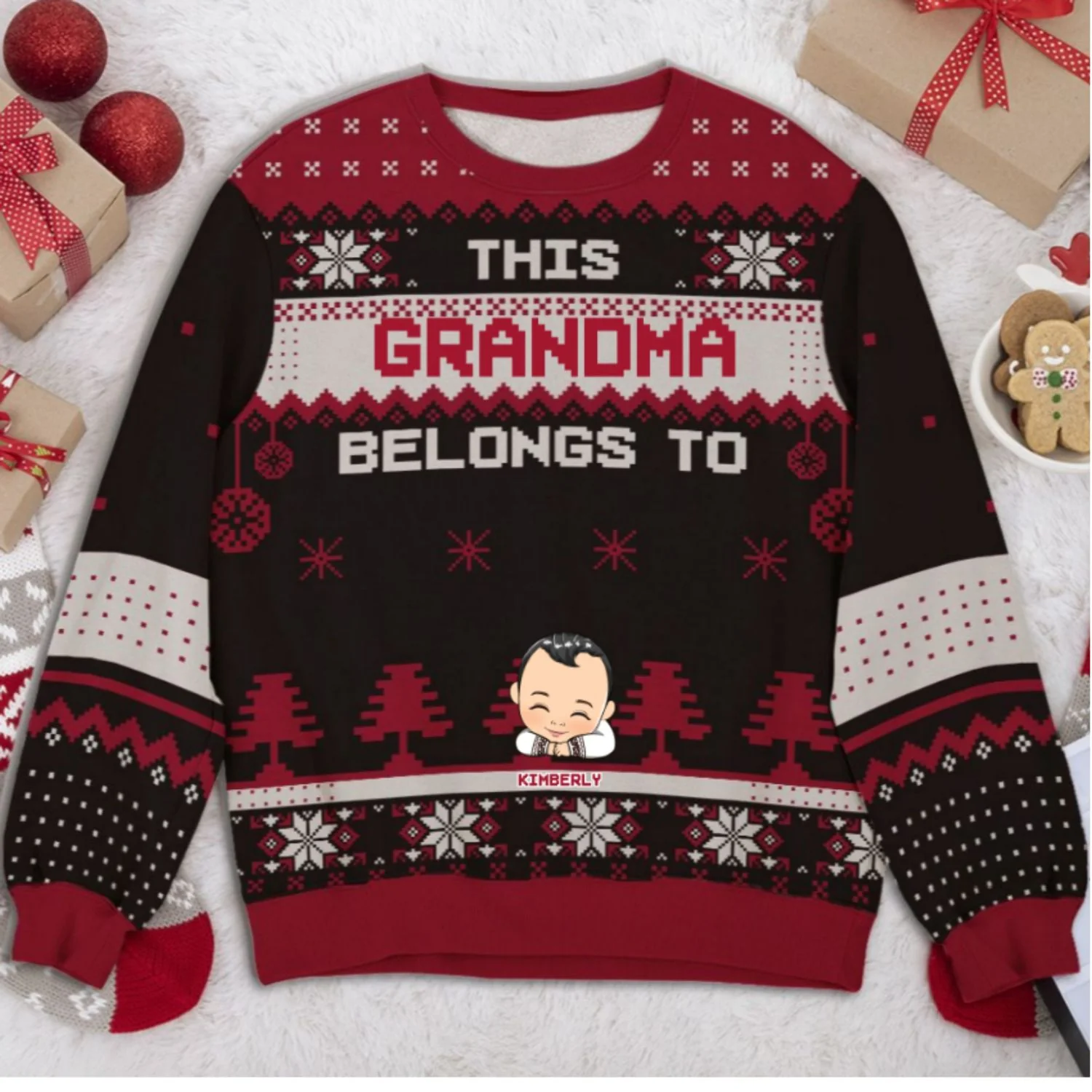 This Grandma Belongs To - Personalized Custom All-Over-Print Sweatshirt - Image 4