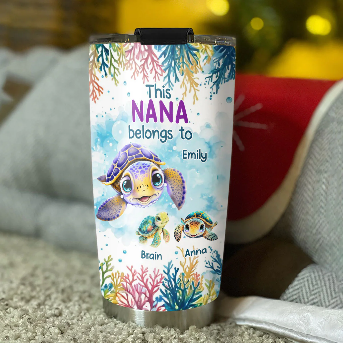 This Grandma Belongs To Turtle Summer - Personalized Custom Tumbler - Image 3