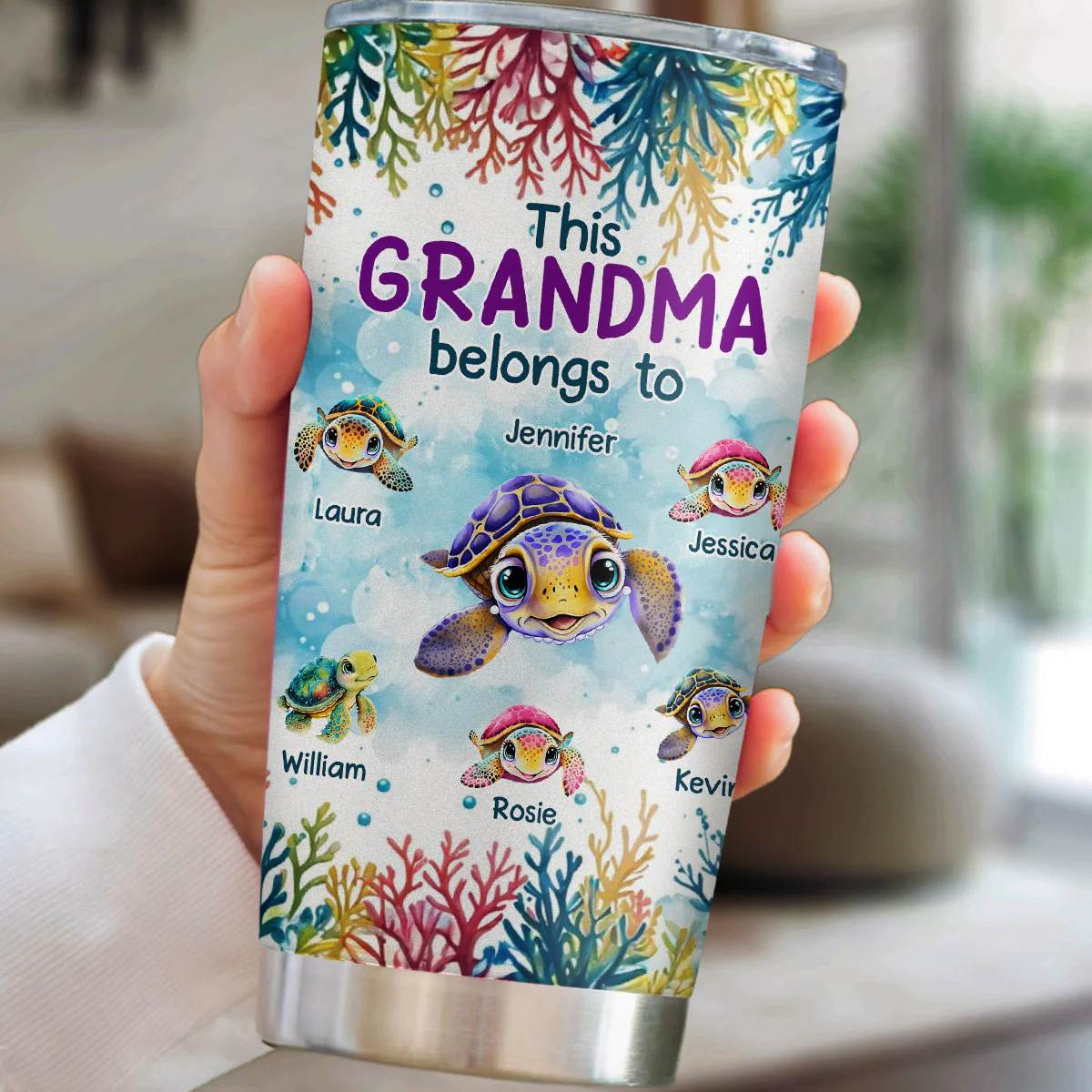 This Grandma Belongs To Turtle Summer - Personalized Custom Tumbler - Image 6