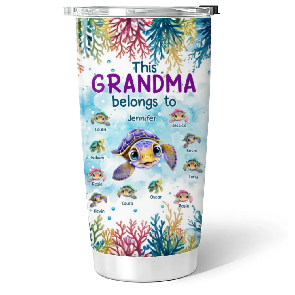 This Grandma Belongs To Turtle Summer - Personalized Custom Tumbler - Image 7