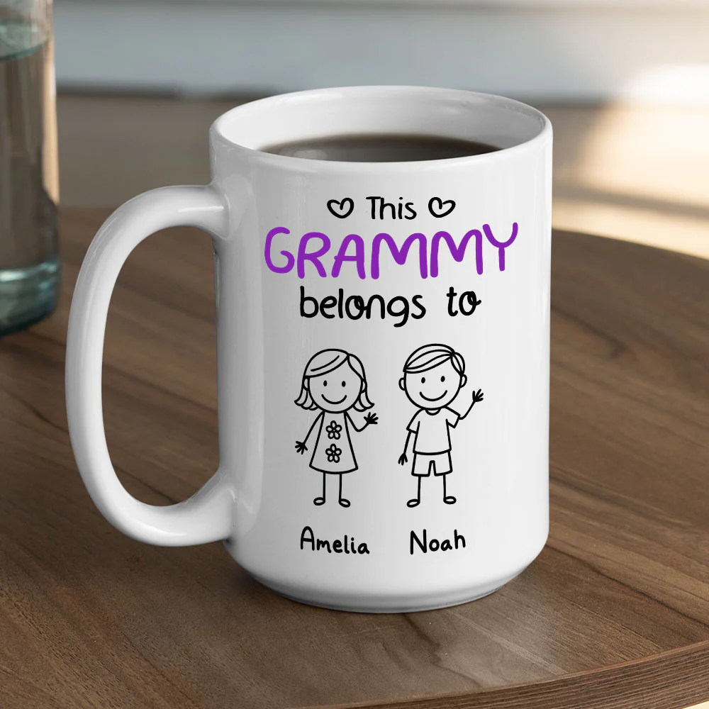 This Grandma Belongs To Us - Personalized Custom Coffee Mug - Image 3