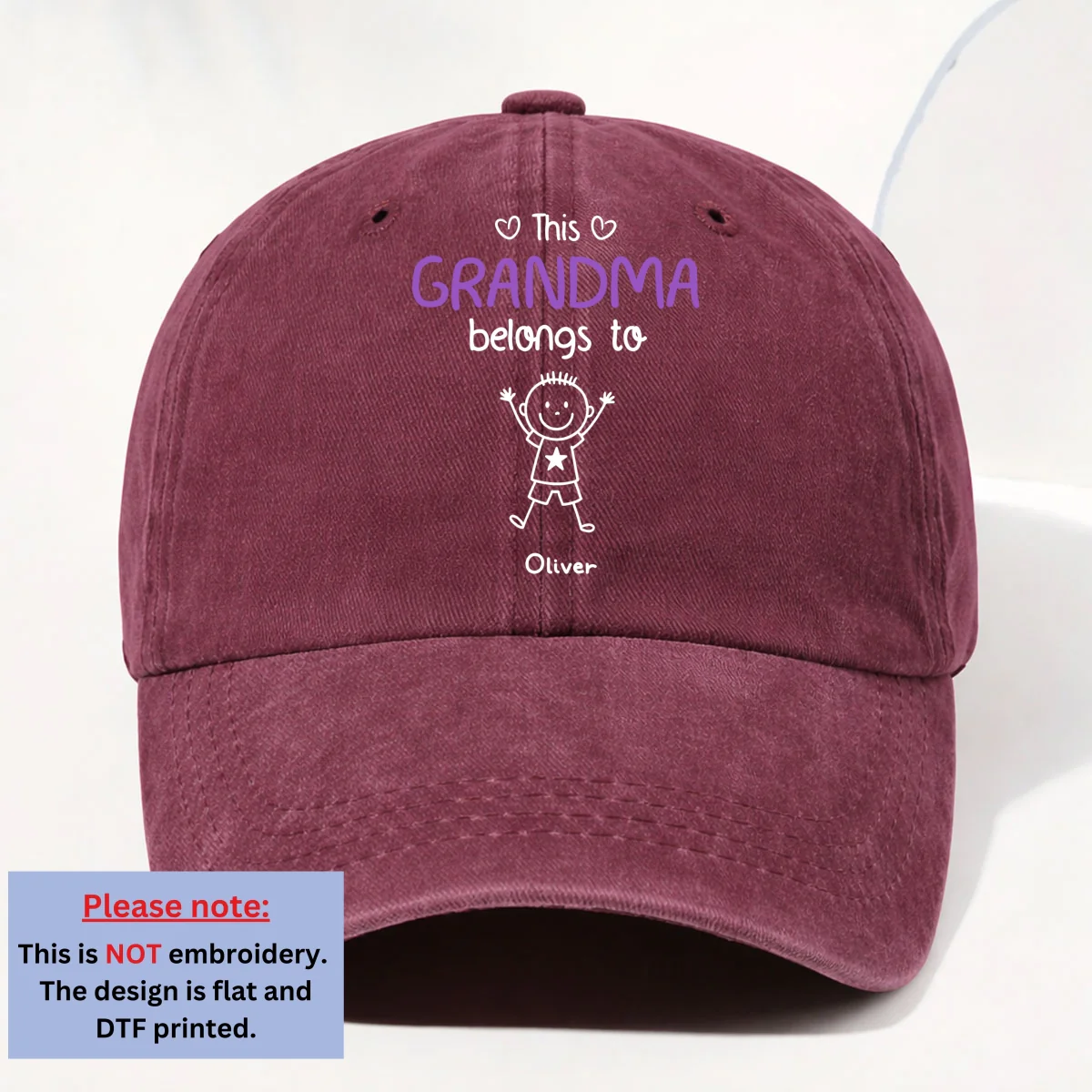 This Grandma Belongs To Us - Personalized Custom Vintage Washed Denim Cap - Image 9
