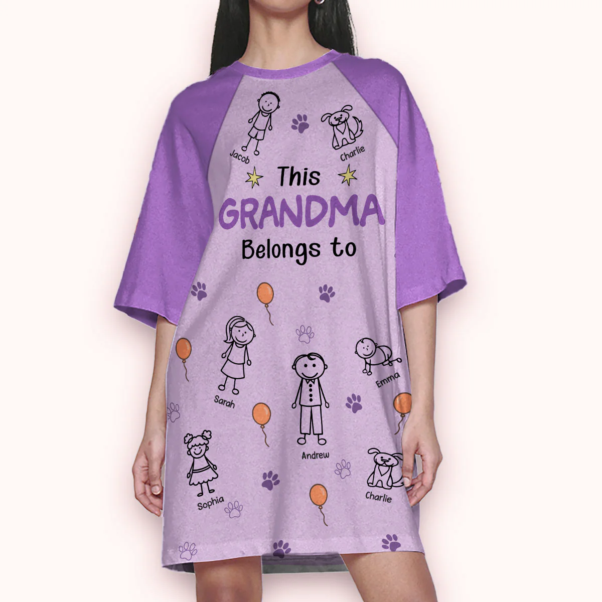 This Grandma Is Ours - Personalized Custom 3/4 Sleeve Dress - Image 2