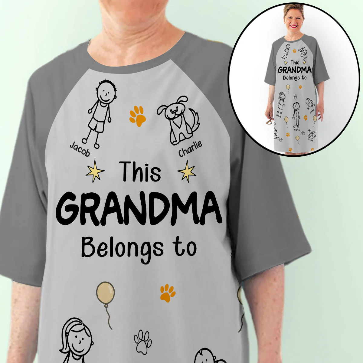 This Grandma Is Ours - Personalized Custom 3/4 Sleeve Dress - Image 4
