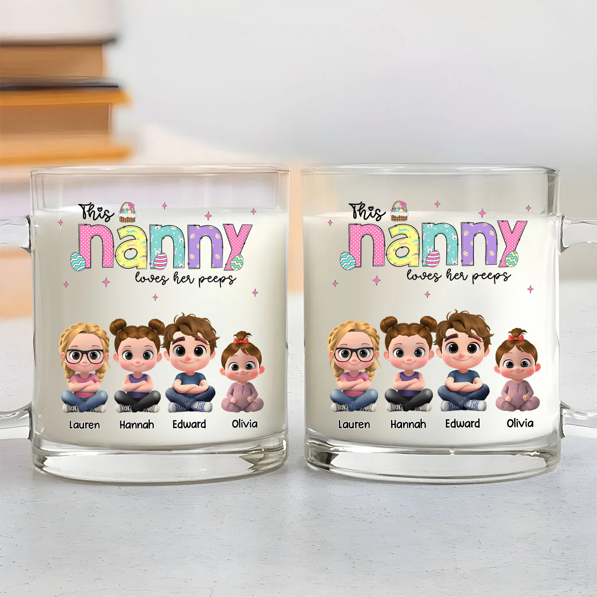 This Grandma Loves Her Peeps - Personalized Custom Glass Mug - Image 2