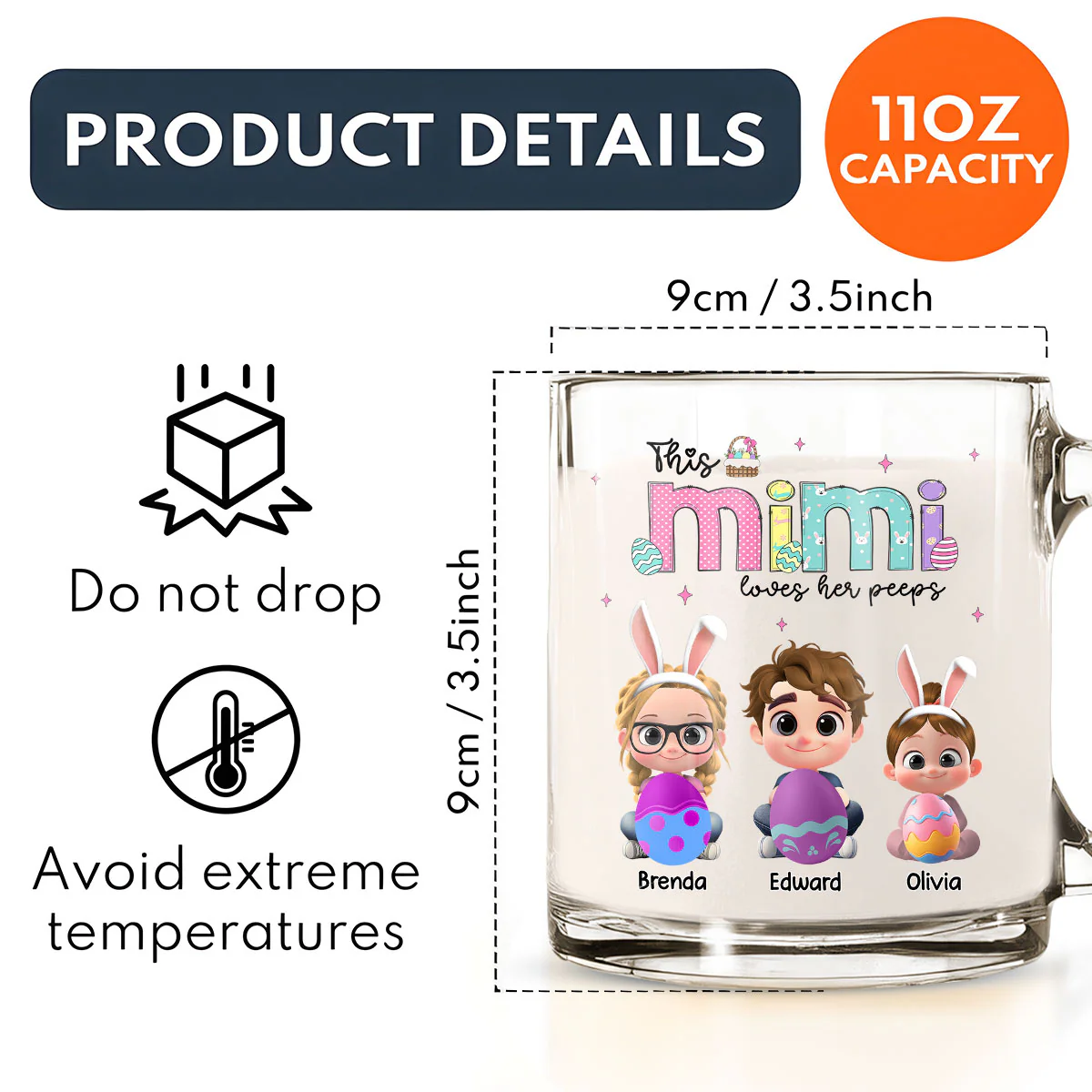 This Grandma Loves Her Peeps - Personalized Custom Glass Mug - Image 6
