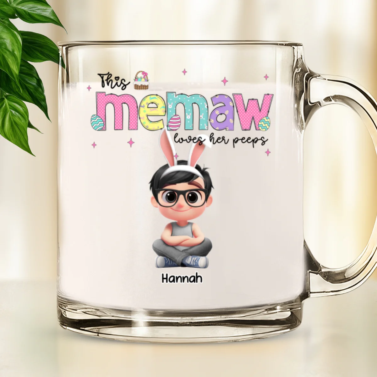 This Grandma Loves Her Peeps - Personalized Custom Glass Mug - Image 7