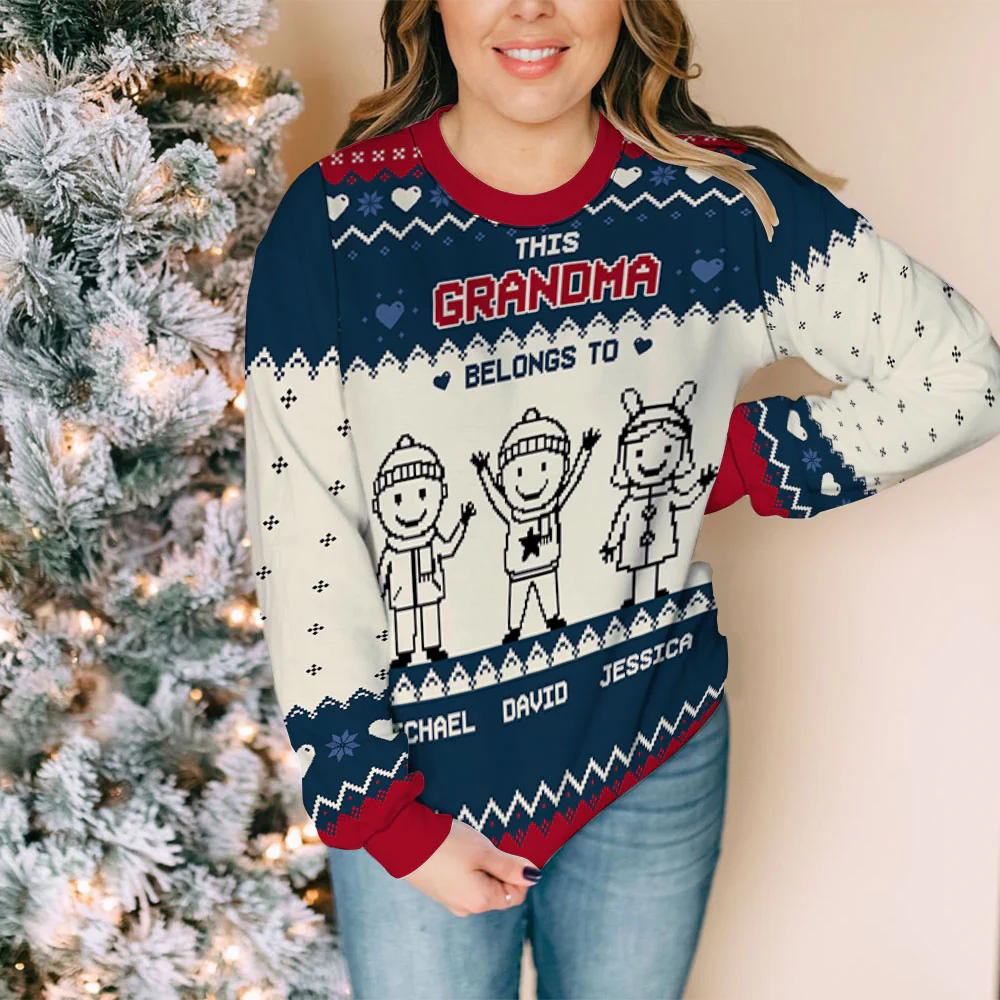 This Grandma Mom Belongs To - Personalized Custom All-Over-Print Sweatshirt - Image 2