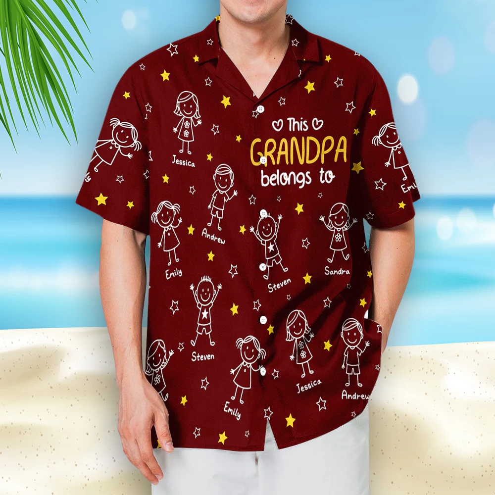 This Grandpa Belongs To Our Hearts - Personalized Custom Hawaiian Shirt - Image 3