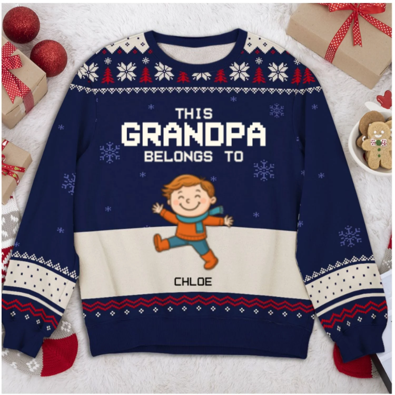 This Grandpa Belongs To  - Personalized Custom All-Over-Print Sweatshirt - Image 6