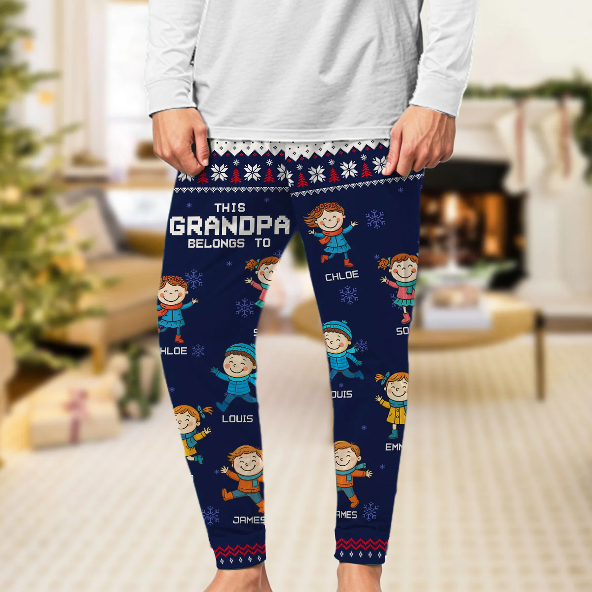 This Grandpa Belongs To - Personalized Custom Pajama Pants - Image 2