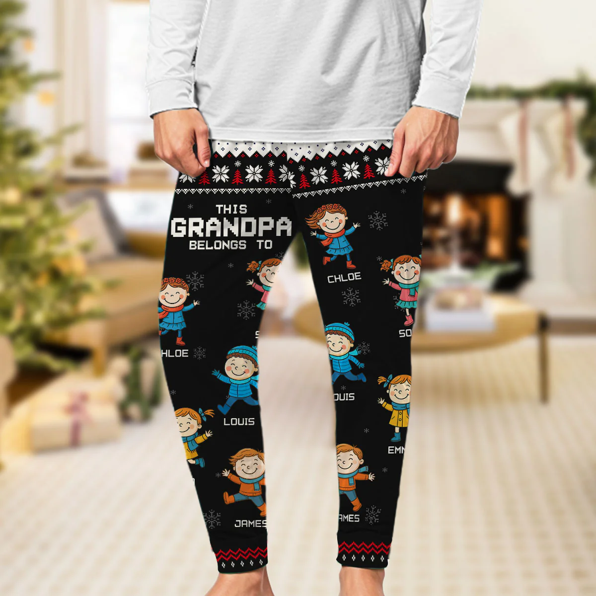 This Grandpa Belongs To - Personalized Custom Pajama Pants - Image 3