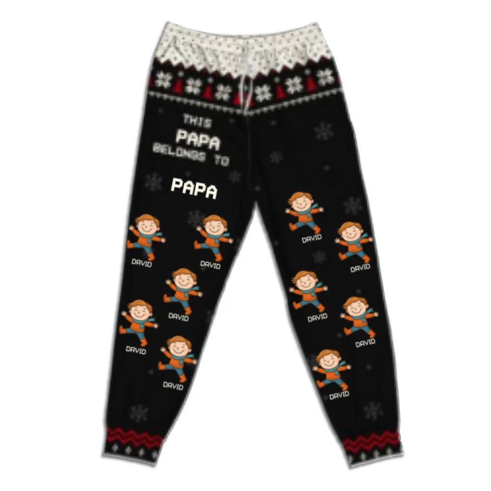 This Grandpa Belongs To - Personalized Custom Pajama Pants - Image 4