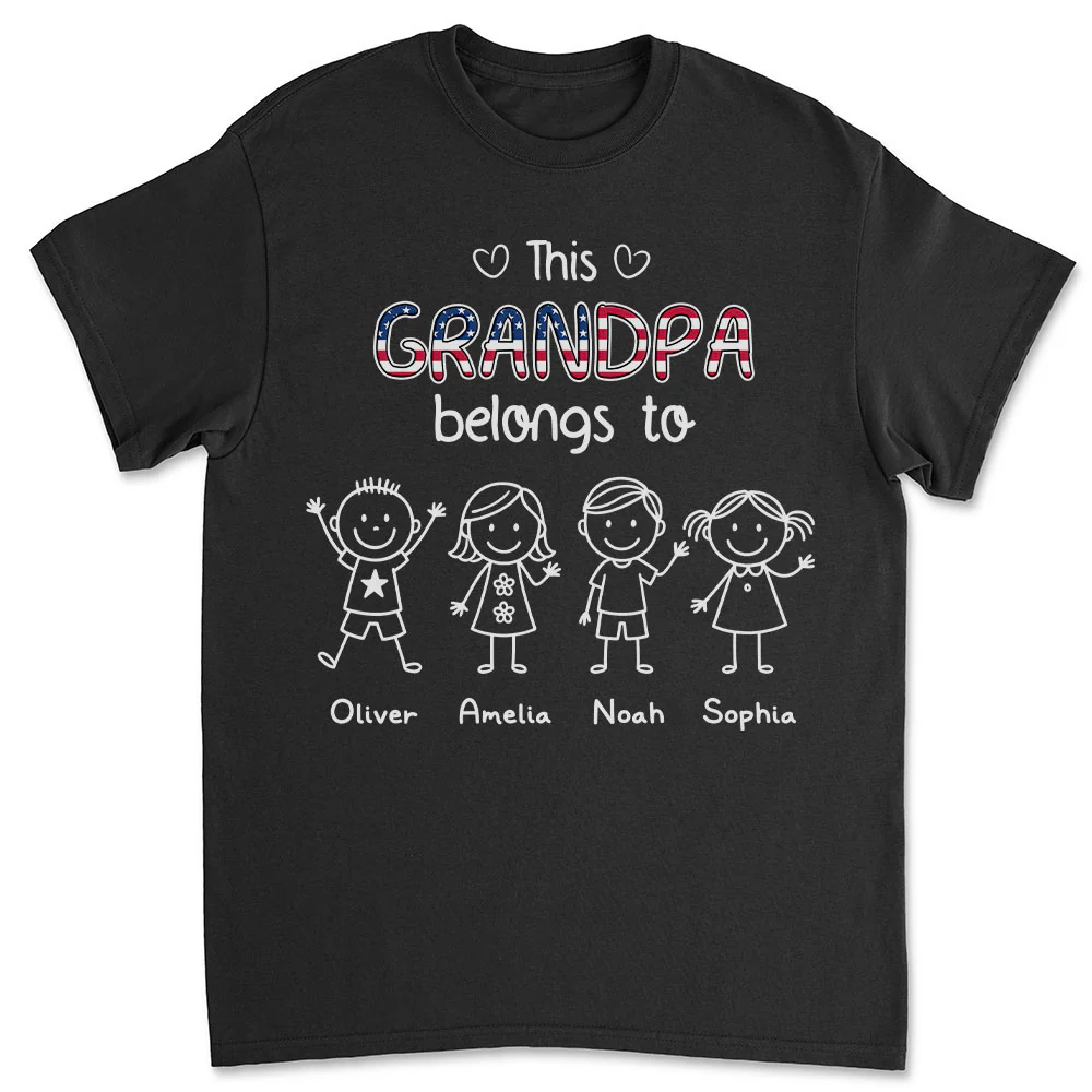 This Grandpa Belongs To Us America - Personalized Custom Shirt