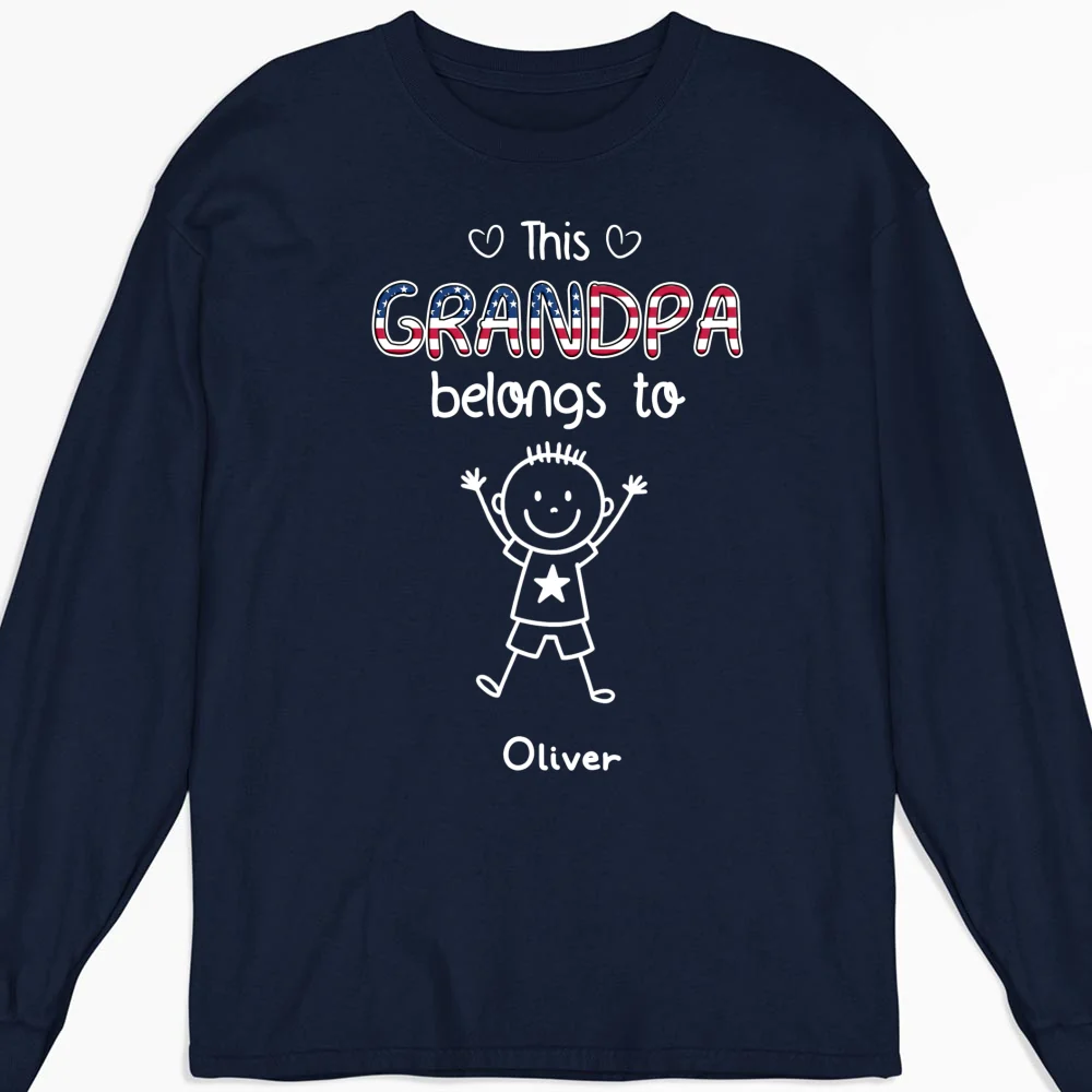 This Grandpa Belongs To Us America - Personalized Custom Shirt - Image 11