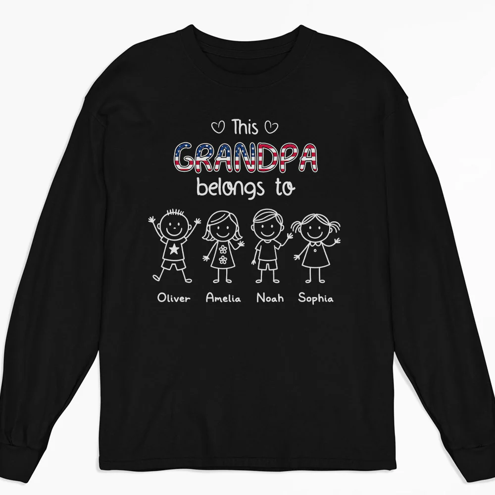 This Grandpa Belongs To Us America - Personalized Custom Shirt - Image 3