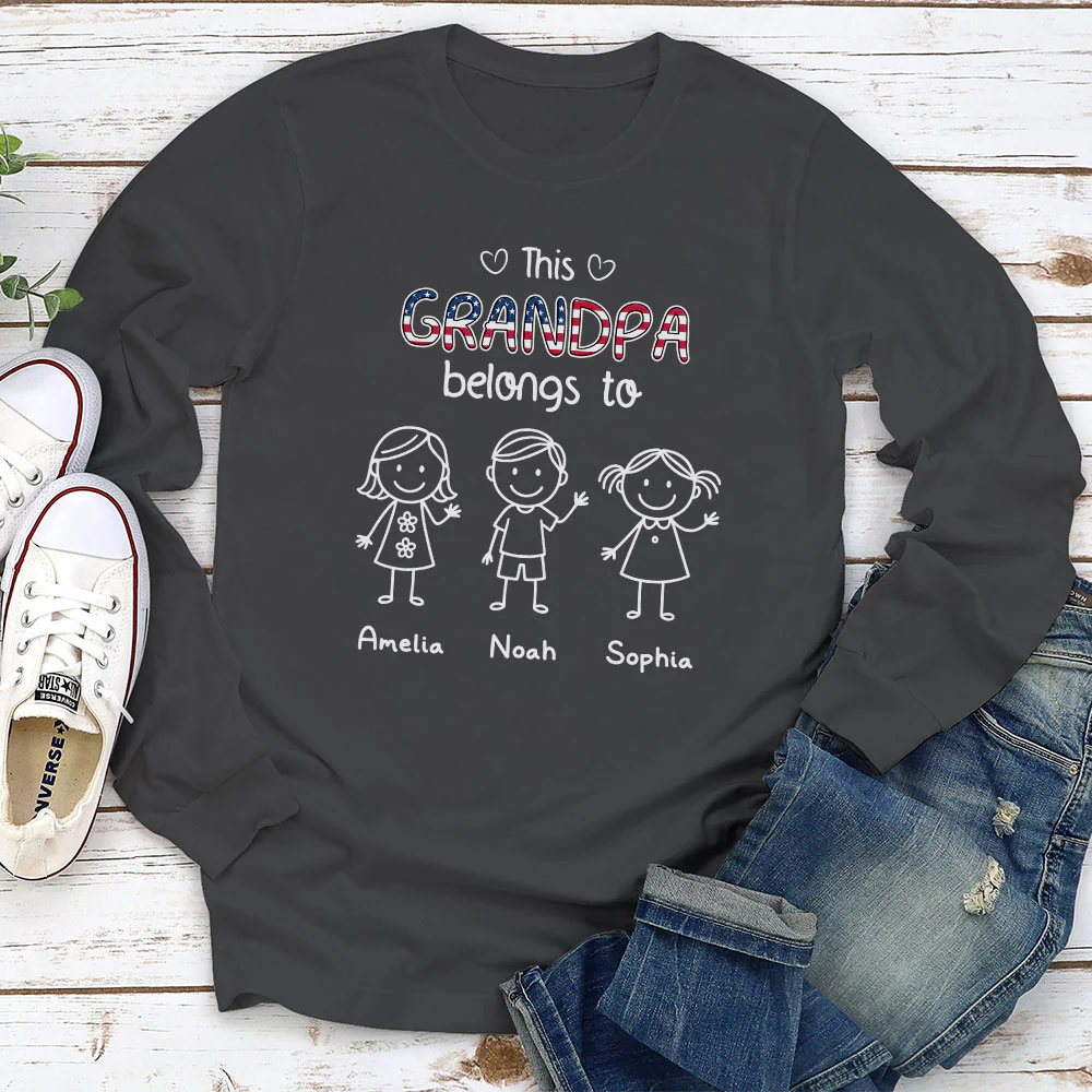 This Grandpa Belongs To Us America - Personalized Custom Shirt - Image 4