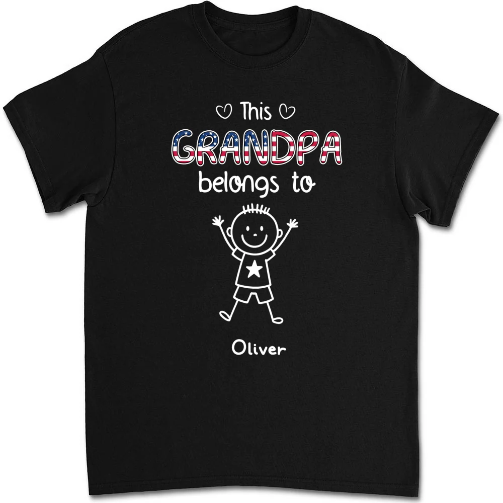 This Grandpa Belongs To Us America - Personalized Custom Shirt - Image 5