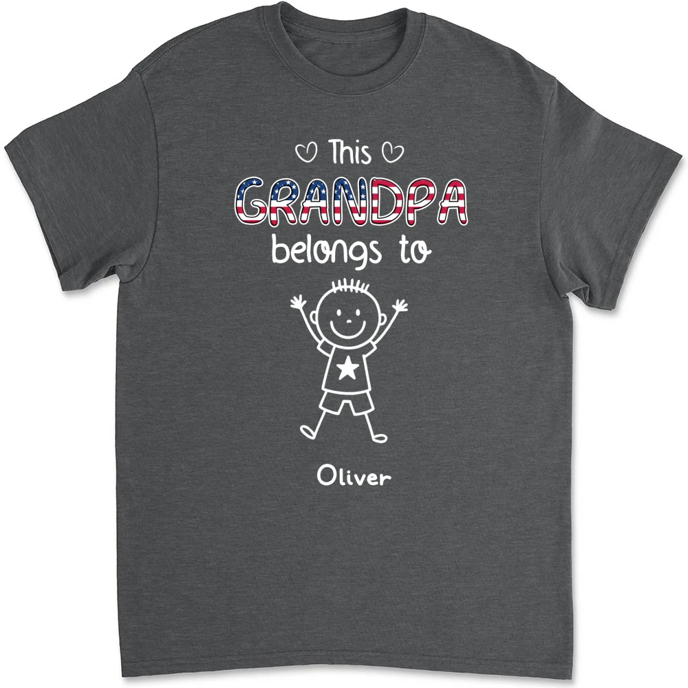 This Grandpa Belongs To Us America - Personalized Custom Shirt - Image 6