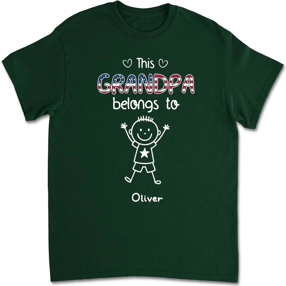 This Grandpa Belongs To Us America - Personalized Custom Shirt - Image 7