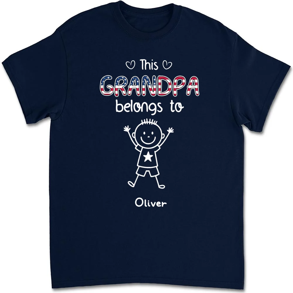 This Grandpa Belongs To Us America - Personalized Custom Shirt - Image 8
