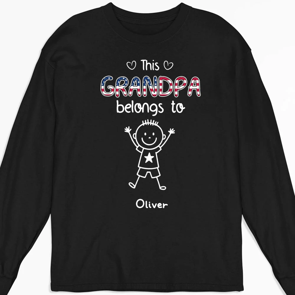 This Grandpa Belongs To Us America - Personalized Custom Shirt - Image 9