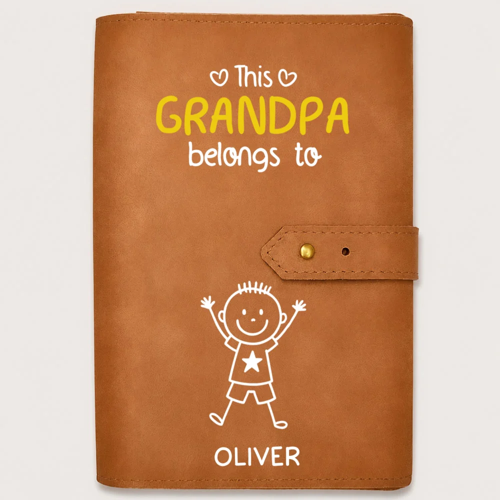 This Grandpa Belongs To Us - Personalized Custom Leather Charger Bag - Image 10