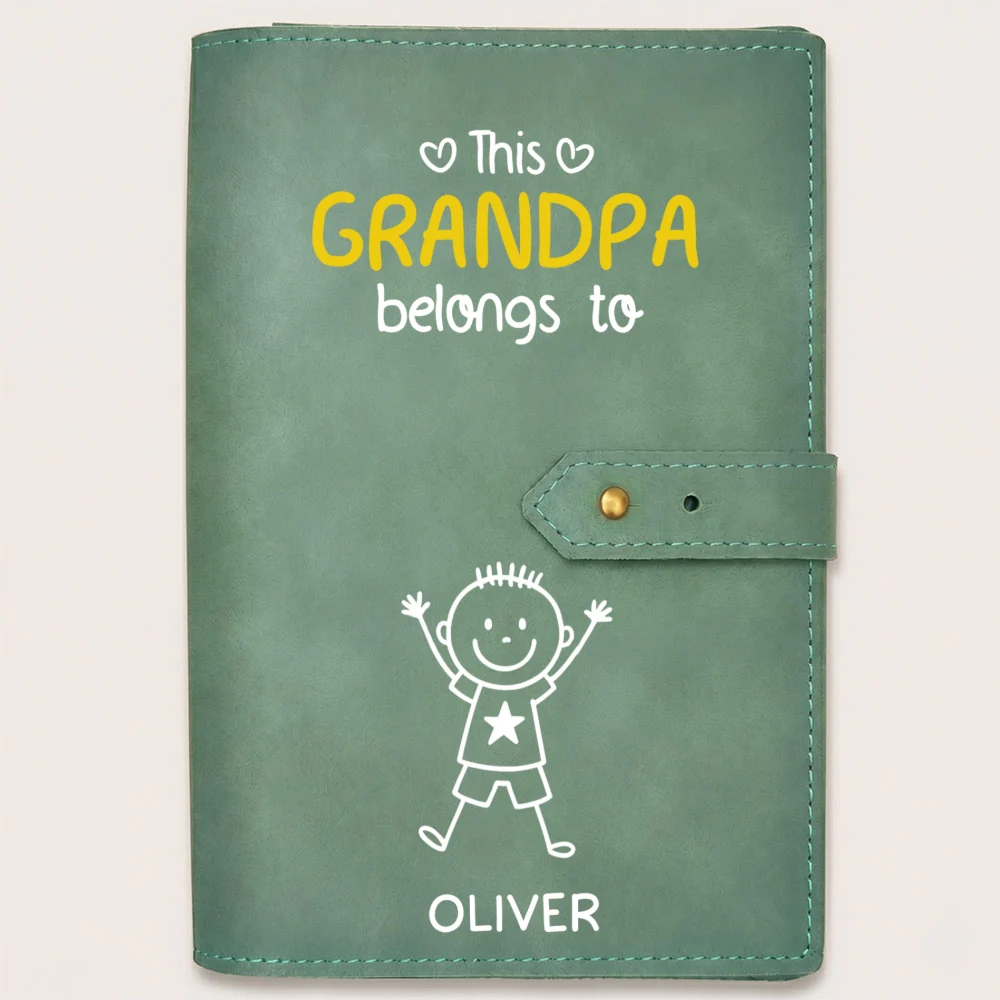 This Grandpa Belongs To Us - Personalized Custom Leather Charger Bag - Image 12