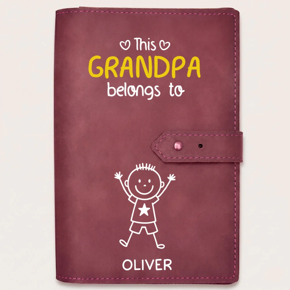 This Grandpa Belongs To Us - Personalized Custom Leather Charger Bag - Image 13