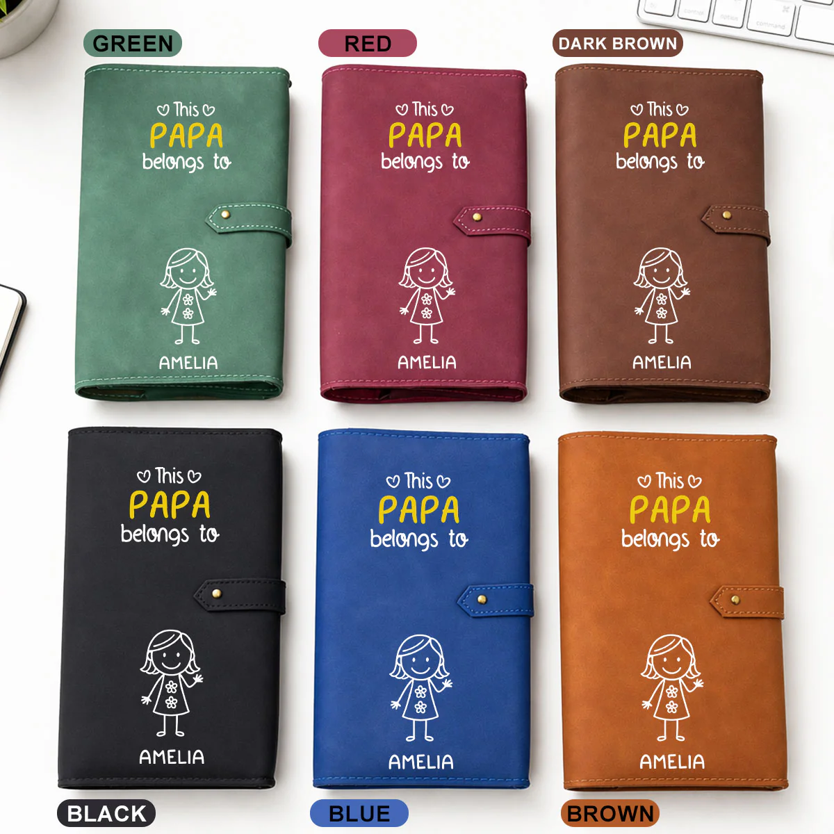 This Grandpa Belongs To Us - Personalized Custom Leather Charger Bag - Image 4
