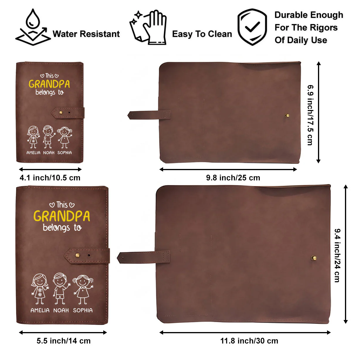 This Grandpa Belongs To Us - Personalized Custom Leather Charger Bag - Image 5