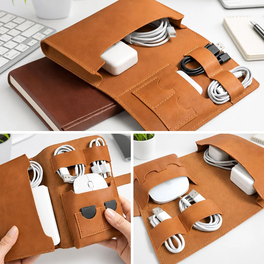 This Grandpa Belongs To Us - Personalized Custom Leather Charger Bag - Image 6