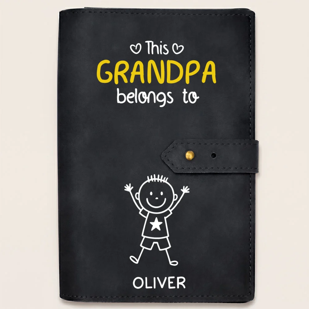 This Grandpa Belongs To Us - Personalized Custom Leather Charger Bag - Image 8