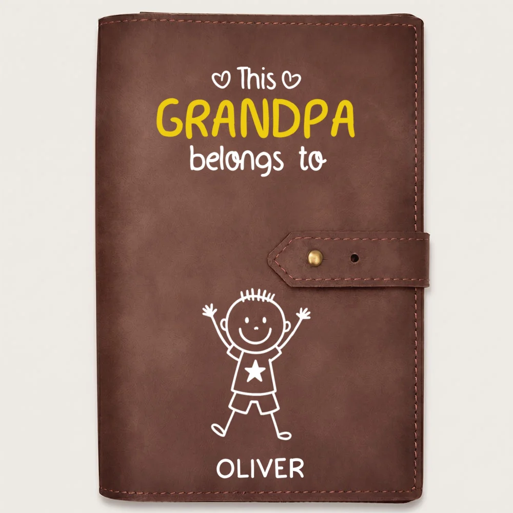 This Grandpa Belongs To Us - Personalized Custom Leather Charger Bag - Image 9