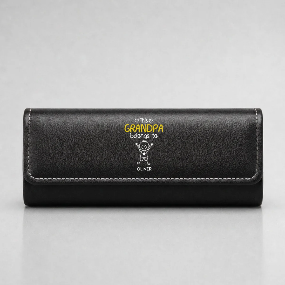 This Grandpa Belongs To Us - Personalized Custom Leather Eyeglass Case - Image 7