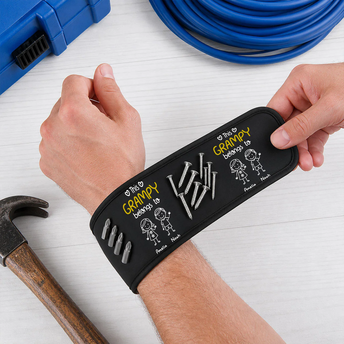 This Grandpa Belongs To Us - Personalized Custom Magnetic Tool Wristband - Image 2