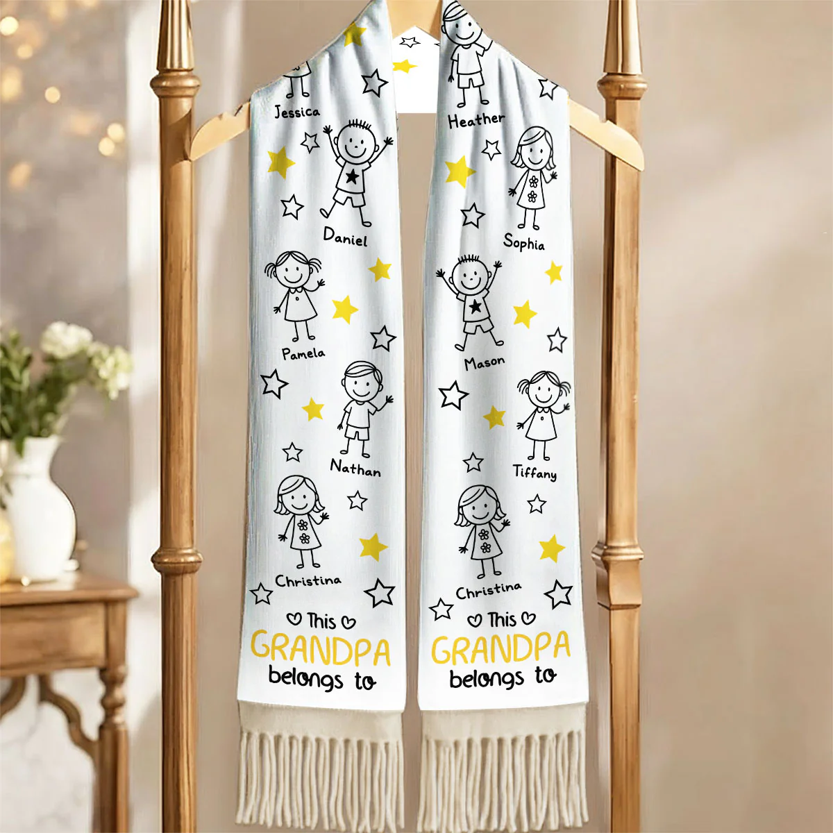 This Grandpa Belongs To Us - Personalized Custom Scarf - Image 2