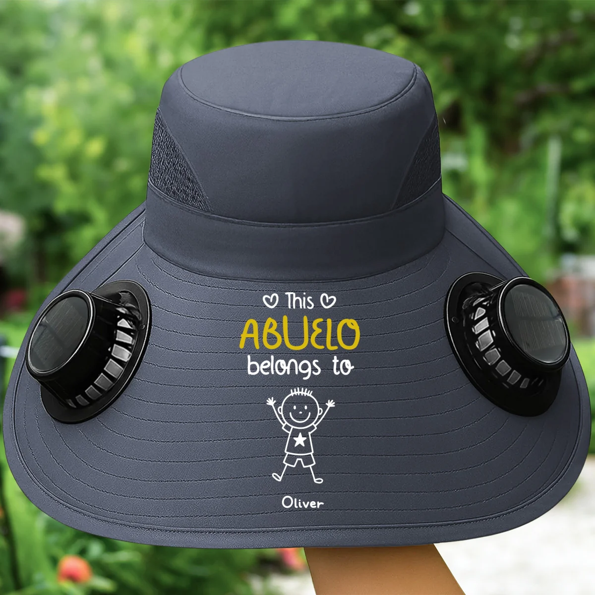 This Grandpa Belongs To Us - Personalized Custom Solar Fan Hat - Image 9