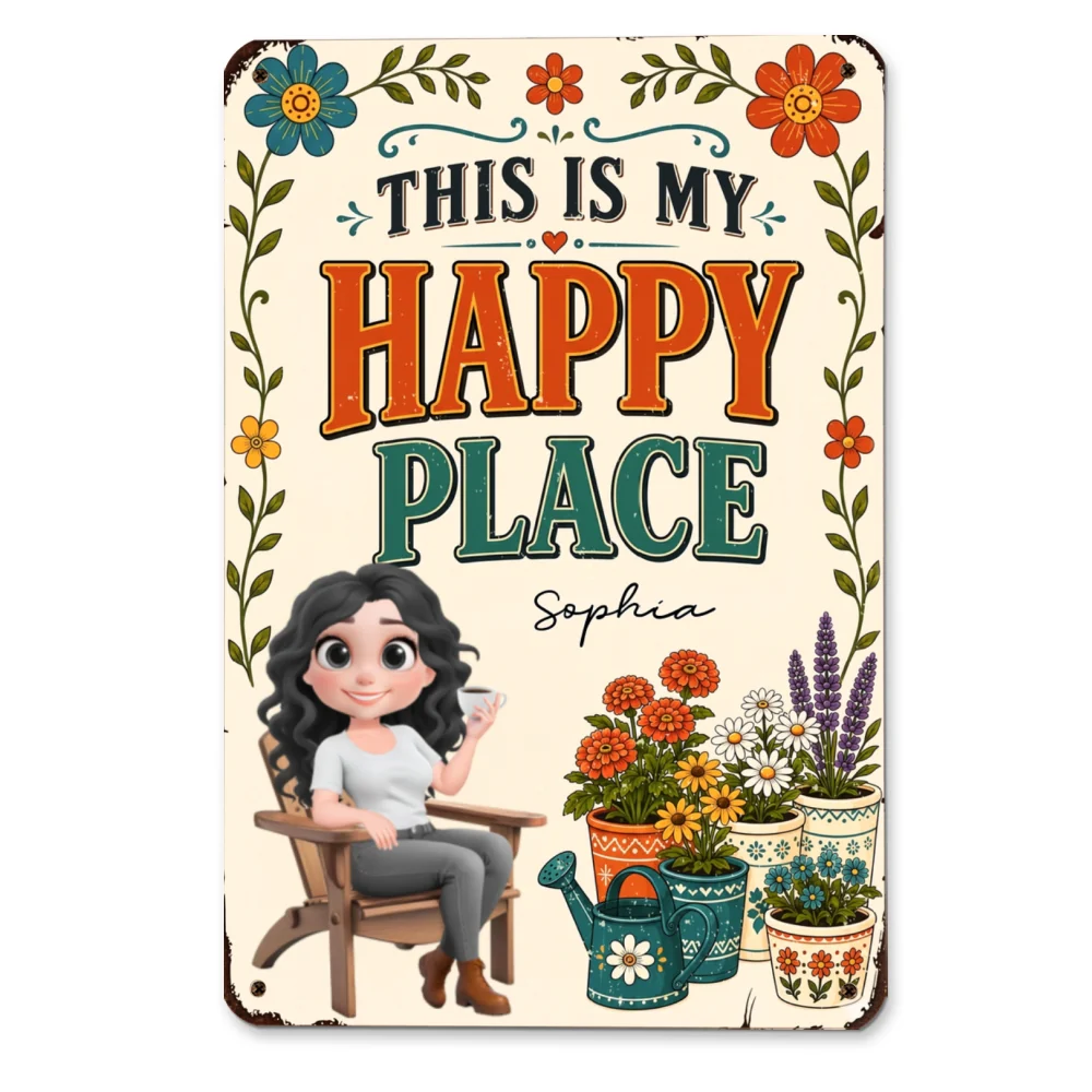 This Is My Happy Place - Personalized Custom Metal Sign - Image 6