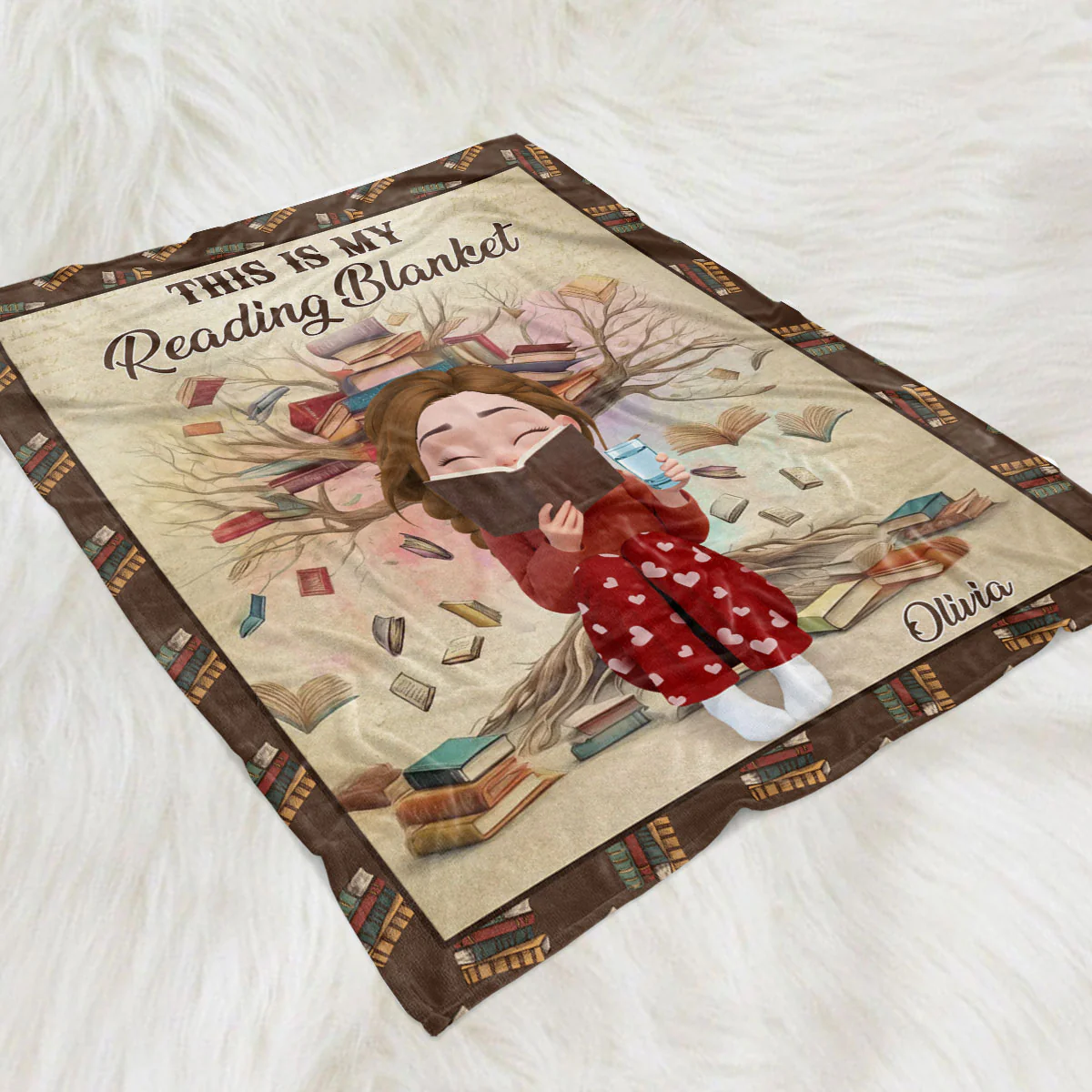 This is My Reading Blanket - Personalized Custom Fleece Blanket - Image 2