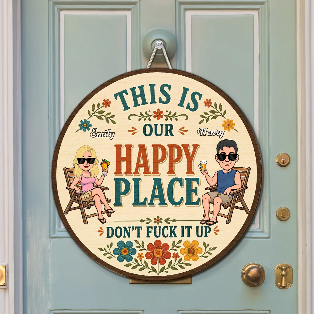 This Is Our Happy Place - Personalized Custom Wood Sign - Image 2