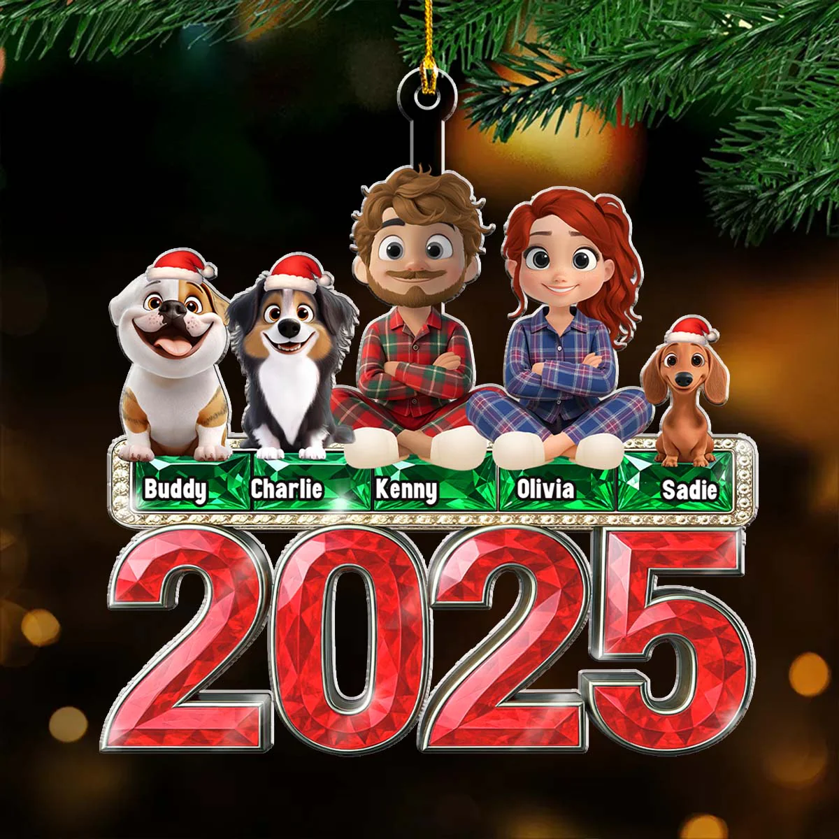This Is Us And Our Dog - Personalized Custom Acrylic Ornament - Image 3