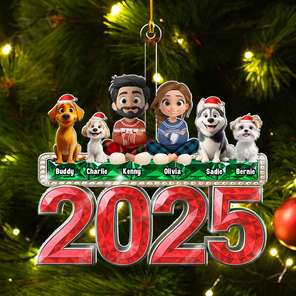 This Is Us And Our Dog - Personalized Custom Acrylic Ornament - Image 4