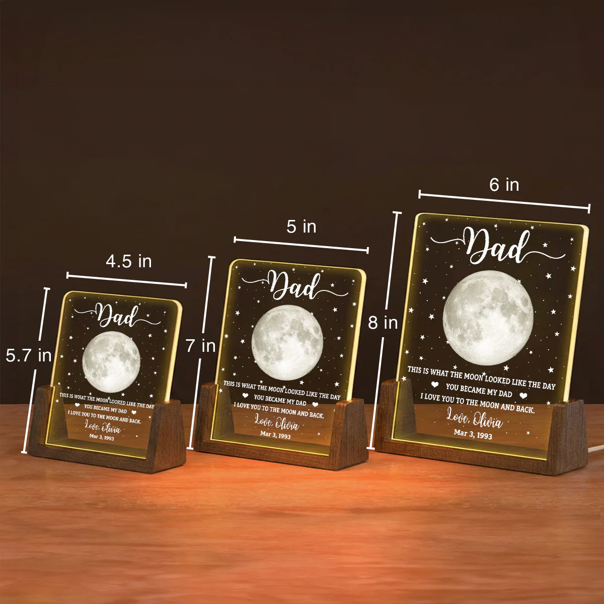 This Is What The Moon Looked Like - Personalized Custom Plaque With Walnut Base - Image 3