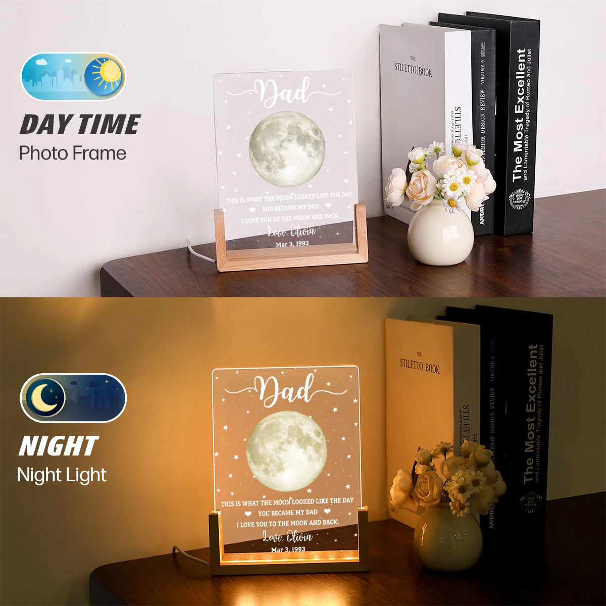 This Is What The Moon Looked Like - Personalized Custom Plaque With Walnut Base - Image 5