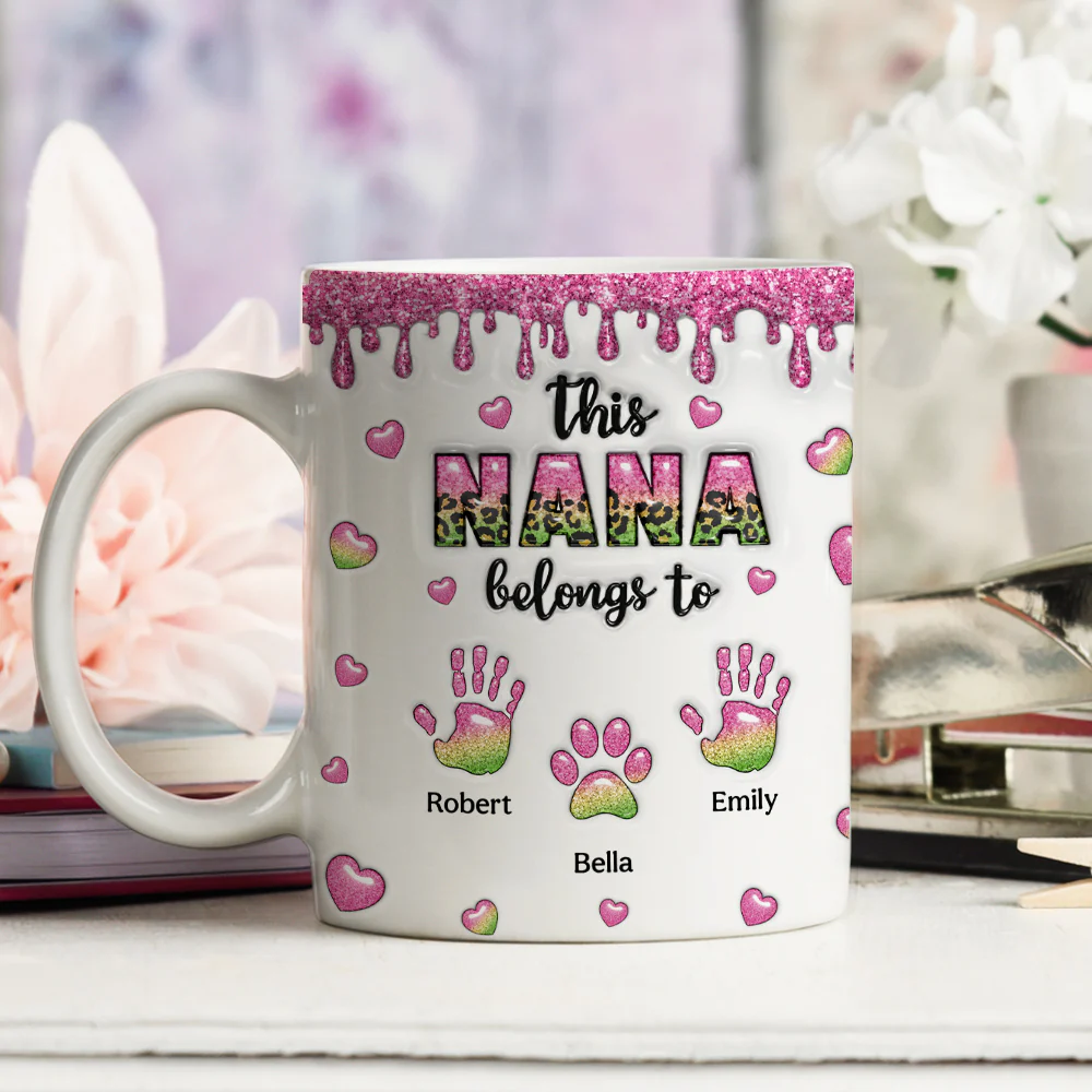 This Mom Grandma Belongs To - Personalized Custom 3D Inflated Effect Mug - Image 2