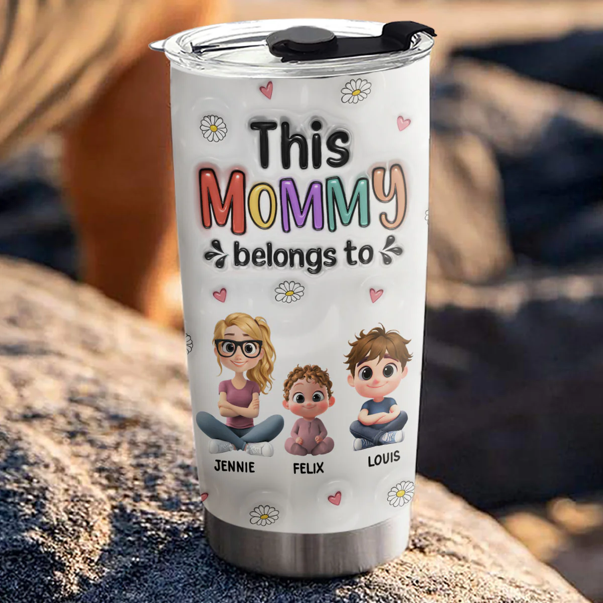 This Mommy Belongs To - Personalized Custom 3D Inflated Effect Tumbler - Image 2