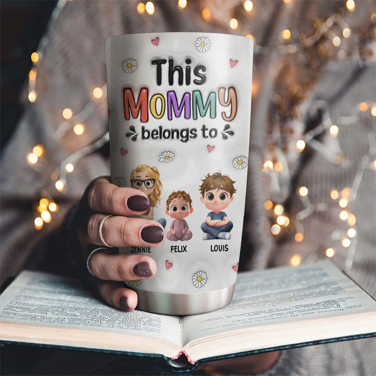 This Mommy Belongs To - Personalized Custom 3D Inflated Effect Tumbler - Image 3