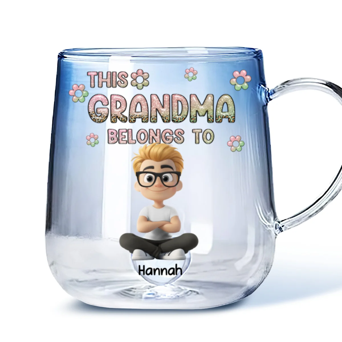 This Nana Belongs To - Personalized Custom Blue Gradient Glass Mug - Image 6
