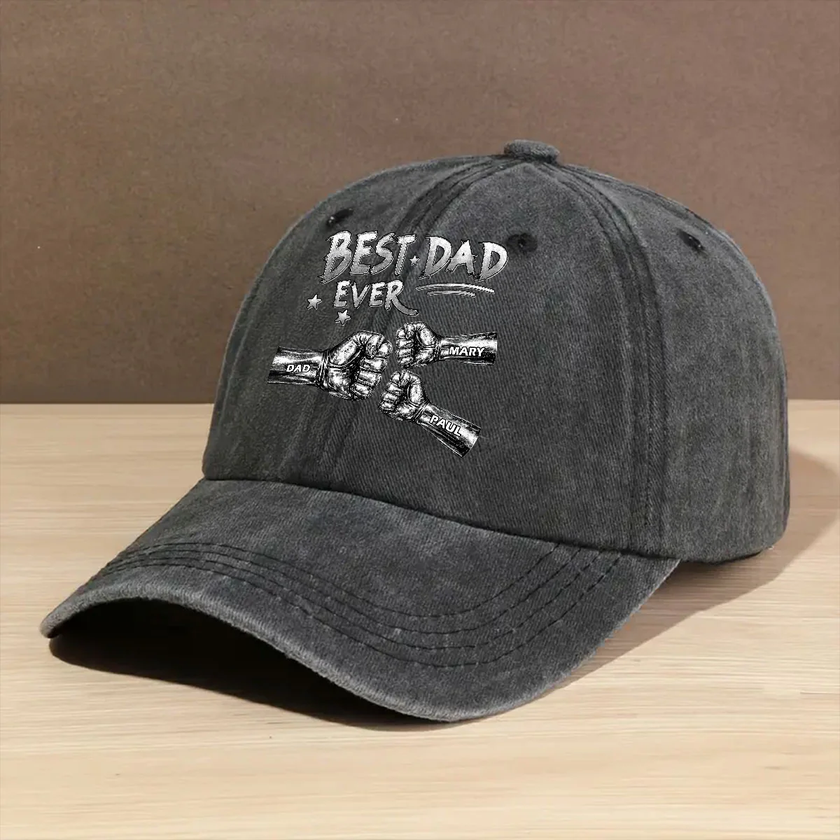 This Power Comes From Love - Personalized Custom Vintage Washed Denim Cap - Image 2